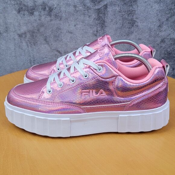 Fila Sandblast Low Iridescent Snake Platform Women's Sz 10 Pink Fashion Sneakers - Picture 3 of 16
